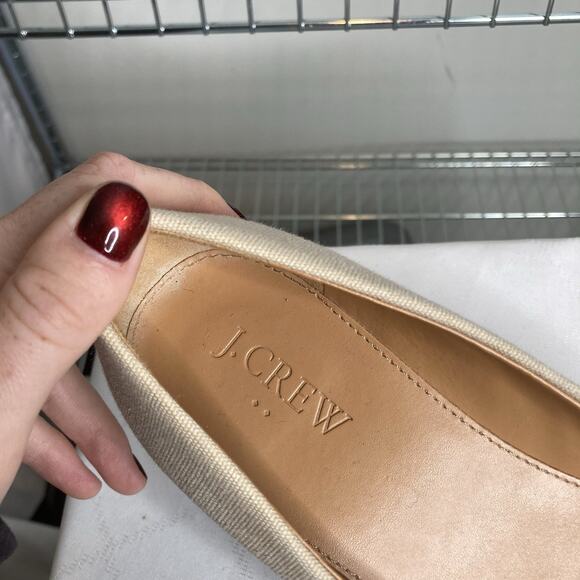 J Crew Women's Cream Canvas Espadrille Wedges Size 6.5 Coastal Preppy Casual - Picture 3 of 6